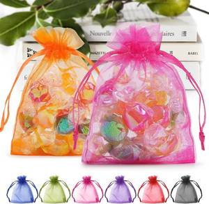 lot 3874 image: ANZNKU 50 Pcs Multicolor Organza Bags 3 4, Small Mesh Gift Bag Drawstring