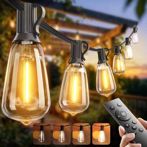lot 3887 image: addlon 100FT Outdoor String Lights ST38 LED with Remote Waterproof Dimmable