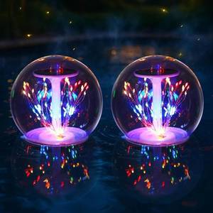 lot 3888 image: Floating Pool Lights Solar Color-Changing LED Balls, 7, Waterproof, 2 PCS