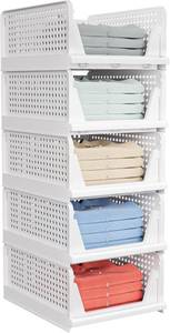 lot 3892 image: caktraie 5 Pack Stackable Closet Storage Basket - Stackable Storage Bins