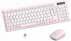 lot 3895 image: Wireless Keyboard and Mouse Combo Silent for Office and Home(Pink-B)