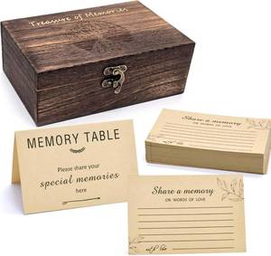 lot 3899 image: Wooden Share Love & Memories Box with 50 Cards for Celebration of Life