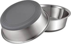 lot 3902 image: PEGGY11 Nonslip Stainless Steel Dog Bowls, 3.8 US Cup Each, 2 Pack
