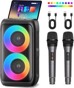lot 3922 image: Bluetooth Speaker with 2 Wireless Microphones   Party Karaoke Lights