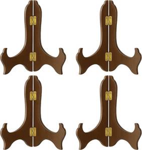 lot 3937 image: Tatuo 4 Packs Wooden Display Stand Plate Holder Easels, Brown, 7 Inch