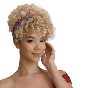 lot 3945 image: Drawstring Ponytail, Afro Puff with Bangs, 27613 BlondeLight Blonde
