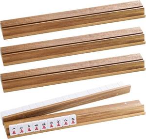lot 3955 image: Acacia Wood Mahjong Racks with Magnetic Pushers, Set of 4, Storage Bag