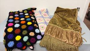 lot 342 image: 2 afghans and one throw blanket