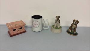 lot 346 image: Decorative Collectibles Lot - Mug, Figurines, Music Box