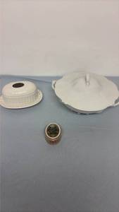 lot 348 image: White covered dish, butter dish and trinket box