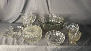 lot 404 image: Vintage Clear Glass - Lidded Candy Dish and more