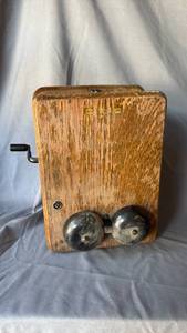 lot 436 image: antique wooden telephone ringergenerator box