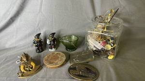 lot 461 image: Brass Clip, Belt Buckles and Contents of Junk Drawer