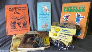 lot 469 image: Vintage Books, puzzle and flash cards