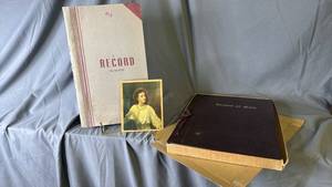 lot 482 image: Vintage Record Book and Leaves of Gold Book and more