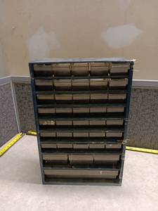 lot 1036 image: Multi-Drawer Parts Storage Cabinet w Clear Bins