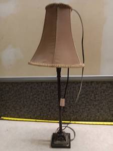 lot 1042 image: Table Lamp w Yellowish Gold Shade & Ornamental Base