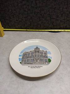 lot 1103 image: Ness County Bank Building Ceramic Plate Ness City Kansas