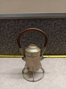 lot 1107 image: Vintage Brass Railroad Lantern w Wood Handle