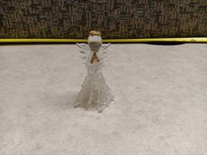 lot 1141 image: Clear Glass Angel Figurine with Gold Accents