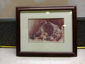 lot 1177 image: G. Rita Beuttel Framed Still Life Print w Corn & Vegetables