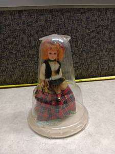 lot 1187 image: Vintage Doll with Orange Hair in Display Dome