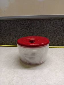 lot 1201 image: Salad Spinner with Red Lid and White Basin