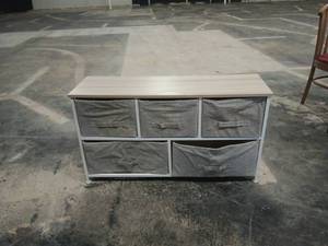 lot 1207 image: White Storage Dresser w Gray Fabric Drawers