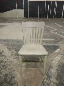 lot 1213 image: White Wooden Dining Chair w Vertical Slat Back