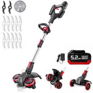 lot 740 image: 20V Electric Weed Wacker with Wheels, 5.2Ah Battery & Charger, K&GO Force - Retail $707