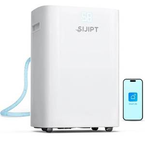 lot 742 image: Basement Dehumidifier, App-Controlled Dehumidifier for Home, 6000 Sq. Ft.6.56 Feet Drain Hose, Max 100 Pints Large Dehumidifier with Adjustable Humidity Control, Auto Shutoff, Auto Defrost - Retail $130
