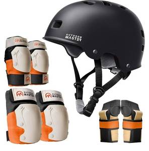 lot 743 image: OutdoorMaster Skate Protective Gear Set for Adult & Youth, Skateboard Helmet Knee and Elbow Pads with Wrist Guards for Scooter, Inline Roller Skating, Skateboarding ML - Retail $55