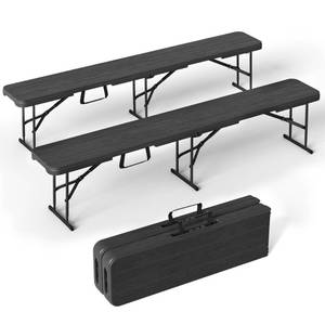 lot 751 image: VSOAEIL 6 Foot Folding Bench 2 Pack, Foldable Plastic Bench Indoor Outdoor - Retail $80