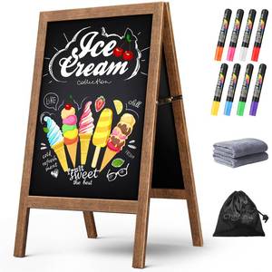 lot 754 image: Pre Owned Chezerra A Frame Chalkboard Sign, 40x20, Brown - Retail $160