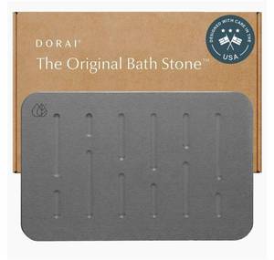 lot 769 image: Dorai Home Stone Bath Mat - Premium Diatomaceous Earth Bath Floor Mats with Non-Slip Base, Fast-Drying Modern Shower Mat for Bathroom  Rain Slate 23x15 - Retail $90