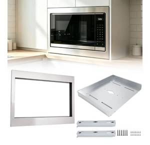 lot 772 image: 27 Microwave Trim Kit GMTK2768AF Compatible with Frigidaire GMBS3068AFEasy to Clean Stainless Steel Microwave Trim Kit, Fits 2.2 Cu. Ft. Built-in Microwave - Retail $196