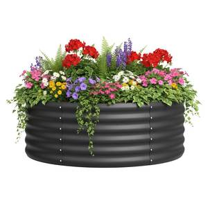 lot 774 image: DDK Galvanized Raised Garden Bed,Round Outdoor Planter Bed, 4x4x1.5ft Metal Planter Box for Gardening and Planting,BK - Retail $70