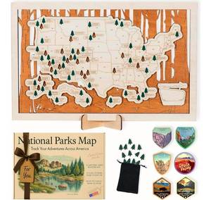 lot 787 image: MISSING TREE INSERTS SEE PHOTOS  National Parks Map �� USA Travel Tracker with Checklist �� Adventure Gift for Park Lovers, Couples & Families, Bucket List Wall Art Decor - Retail $65