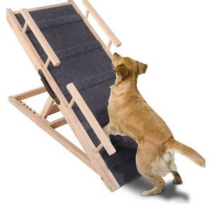 lot 792 image: Adjustable Dog Ramp Pet Ramp Wooden Paw Ramp Dog Steps for Couch Dog Stairs for Bed Non Slip Surface Adjustable Height from 12 to 24 for Bed, Couch, car, SUV - Retail $0