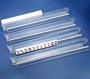lot 796 image: CAYOULR Mahjong Racks with Pushers Set of 4 Clear Acrylic Tile Racks - Retail $24