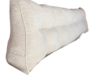 lot 818 image: Corduroy Back Headboard Cushion - Long Backrest Cushion - Triangular Tufted Back Cushion - Retail $0