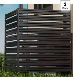 lot 820 image: 42 H x 38 W (2 Panels) Air Conditioner Fence, Metal Privacy Fence Panels for Outside, AC Unit Fencing, Trash Can Fencing, Pool Equipment Enclosure, Outdoor Privacy Wall for Outside, Patio, Black - Retail $0