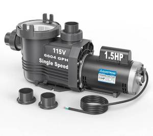 lot 827 image: Aquastrong Riptide Series 1.5 HP InAbove Ground Pool Pump, 115V Single Speed, Up to 6,604 GPH High Flow, Pure Copper Motor, Energy Efficient, Self Priming with Filter Basket - Retail $260