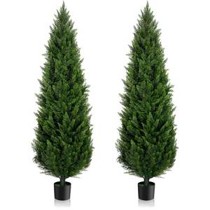 lot 828 image: AOKIIE 6FT Artificial Cedar Topiary Trees UV Protection for Outdoor 2PCS - Retail $230