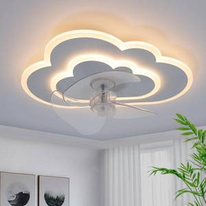 lot 830 image: Small Low Profile ceiling fans with lights and remote 19.68in White Cloud bedroom fans ceiling with light 6 Speeds 3000-6000K fan lights ceiling fixtures flush mount ceiling fan for living room kids room - Retail $90