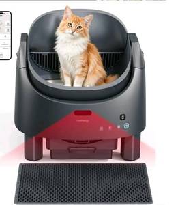 SEE PHOTOS FeelNeedy Self Cleaning Cat Litter Box, Open-Top Smart Automatic Litter Box with App Control, Odor Control, Safety Sensors, Includes Mat and Waste Bags, for Multiple Cats - Retail: $0