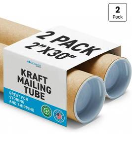 lot 841 image: MagicWater Supply 2 x 30 Inch Kraft Mailing Tubes with End Cap - 2 PackSturdy Round Storage Container, Ideal for Paper Documents, Artwork, Craft Prints & Maps. Rigid Heavy Duty Protection - Retail $0