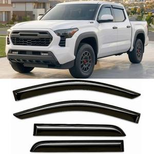 lot 842 image: 2024-2026 Tape on Rain Guards for Toyota Tacoma Double Cab Side Window Visor Deflectors Heavy Duty Vent Shades 2025 - Retail $45