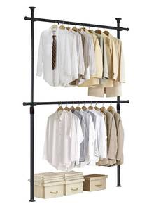 lot 855 image: PRINCE HANGER Heavy Duty Adjustable Garment Rack �� One-Touch System for Easy Assembly, 352 LBS Load Capacity Freestanding Metal Wardrobe Closet Rack, Width & Height Adjustable (Model PHUS-0022) - Retail $77