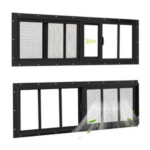 lot 880 image: COLORPAPA 10x35 2 Pack Shed Sliding Windows, Black - Retail $110